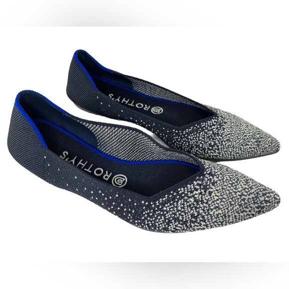 Rothy's Retired Slate Twilight Metallic The Point Flats Pointed Toe W 9.5 - Picture 2 of 11